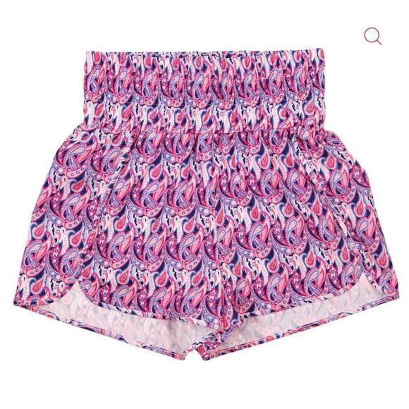 NWT Simply Southern Women's High Waisted Shorts Pink Paisley Print‎ Size Large - Picture 1 of 5